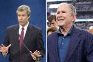 Split of Will Ferrell as George W Bush on SNL and George w Bush