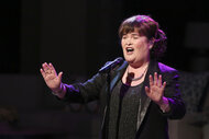 Susan Boyle performs live on "The Talk," Monday, October 6, 2014 on the CBS Television Network.