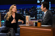 Gisele Bündchen being interviewed by Jimmy Fallon on The Tonight Show Episode 1945