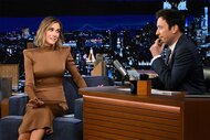 Kristen Wiig during an interview on The Tonight Show Starring Jimmy Fallon Episode 1944