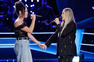 Serenity Arce and Bri Fletcher performing during The Voice Season 25 Episode 9