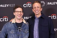 Andy Samberg and Seth Meyers during the 2024 PaleyFest