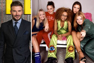 A split of David Beckham and The Spice Girls