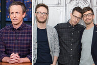 A split of Seth Meyers and Lonely Island