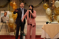 Kristen Wiig and Mikey Day during a sketch on snl episode 1860
