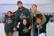 Riley Elizabeth Curry, Stephen Curry, Canon W. Jack Curry, Ayesha Curry and Ryan Carson Curry at the 10th Annual Christmas with the Currys Celebration