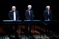 Michael McDonald, Justin Timberlake and host Jimmy Fallon during a skit on Late Night With Jimmy Fallon on March 13, 2013.