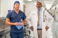 Dr. Bruce and Dr. Ron on St. Denis Medical during the Pilot Episode