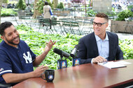 NY Yankees outfielder Aaron Judge talks with Yankees fans during a segment on The Tonight Show Starring Jimmy Fallon Episode 675