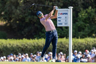 Crowds watch as Rickie Fowler, of Murrieta, follows through on the 8th hole tee during Round 3 of the 2023 US Open of Golf