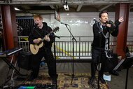 Ed Sheeran and Jimmy Fallon perform in the subway The Tonight Show Starting Jimmy Fallon Season 12, Episode 98