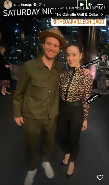 Nick Gehlfuss and Marina Squerciati pose together on Marina's Instagram story.