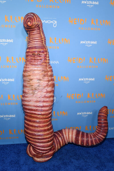 Heidi Klum dressed as a worm at her Halloween party