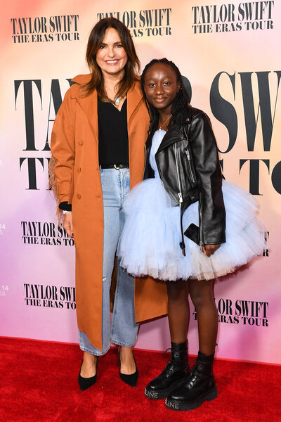 Mariska Hargitay and Amaya Hermann smile together at "Taylor Swift: The Eras Tour" Concert Movie