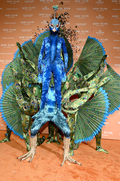 Heidi Klum as a peacock on Halloween 2023