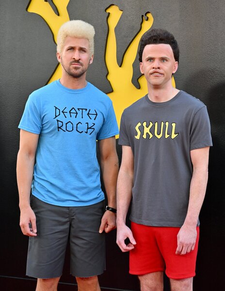 Ryan Gosling and Mikey Day cosplay as Beavis and Butt-Head from "Beavis and Butt-Head".