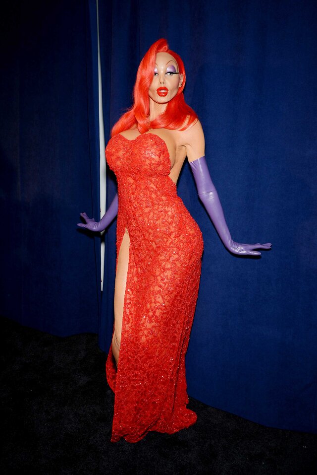 Heidi Klum attends her Halloween Party dressed as Jessica Rabbit.