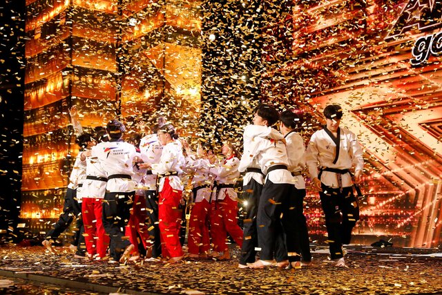 The World Taekwondo Demonstration Team receives the golden buzzer on America's Got Talent.