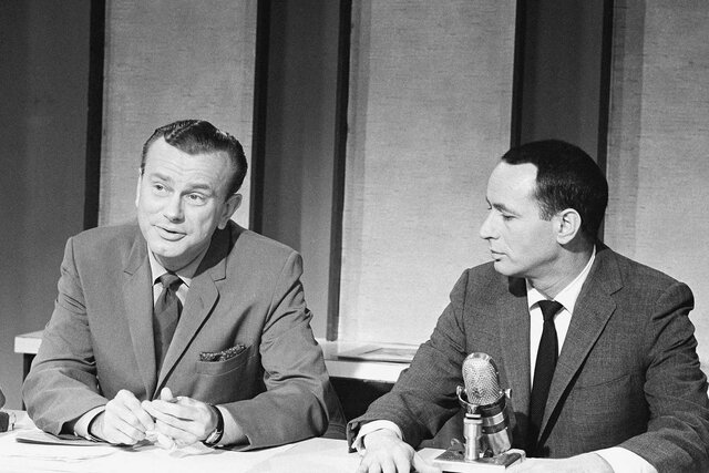 Jack Paar and Joey Bishop together during The Tonight Show.