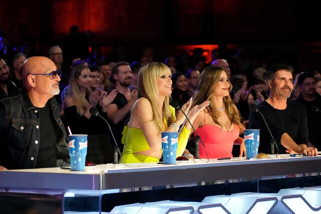 Howie Mandel, Heidi Klum, Sofia Vergara, and Simon Cowell appear on America's Got Talent Season 18.