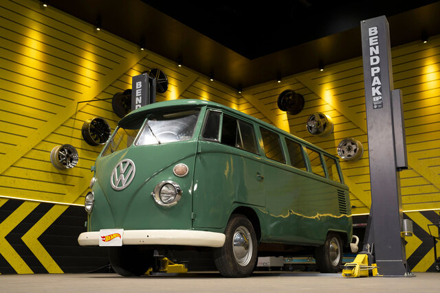 A green Volkswagen van featured in episode 9 of Hot Wheels: Ultimate Challenge