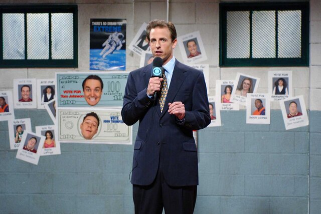 Seth Meyers as Steven Carr during the CBS News Special Report sketch on Saturday Night Live.