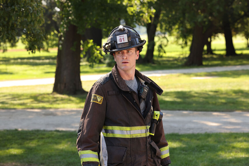 Sam Carver (Jake Lockett) appears in an episode of Chicago Fire