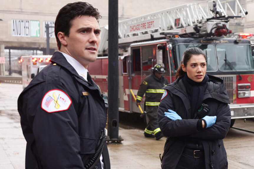 Violet and Chief Hawkins on Chicago Fire