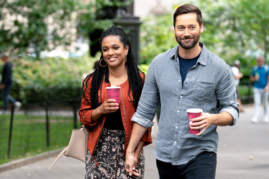 Ryan Eggold and Freema Agyeman together in New Amsterdam