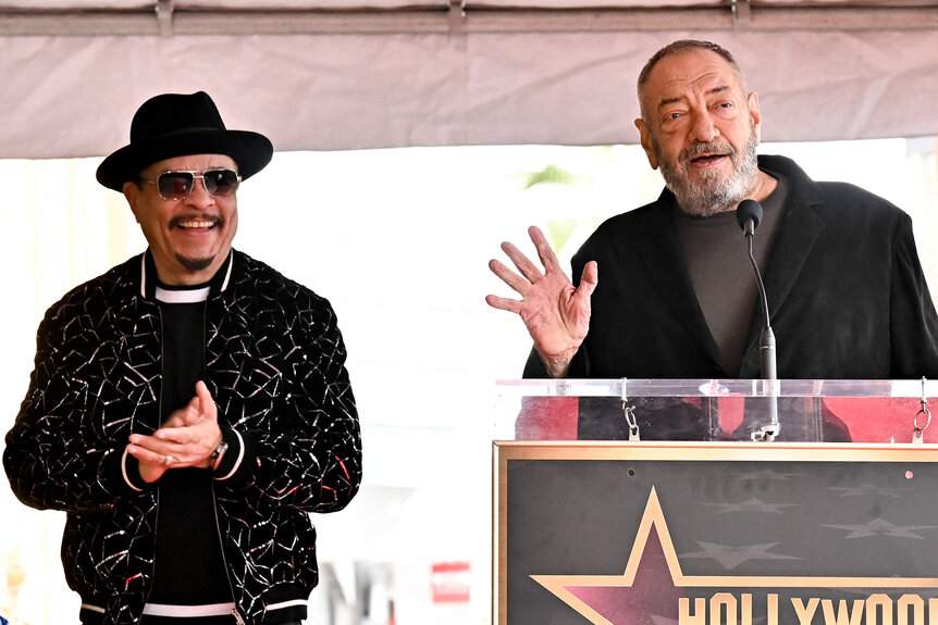 Ice T and Dick Wolf during the Hollywood Walk Of Fame