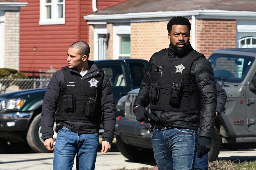 Dante Torres (Benjamin Levy Aguilar) and Kevin Atwater (LaRoyce Hawkins) appear in a scene from Chicago P.D.
