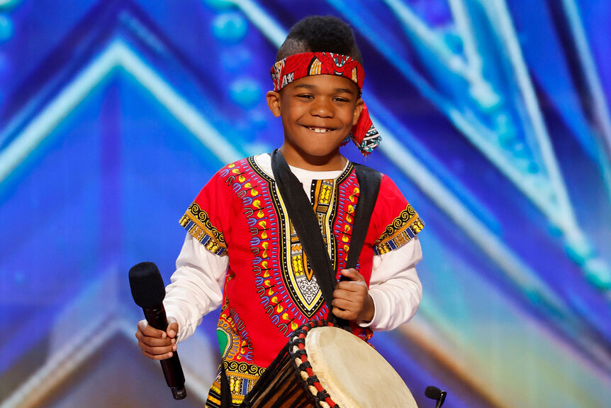 Chioma and The Atlanta Drum Academy perform during Season 18 Episode 1 of America's Got Talent