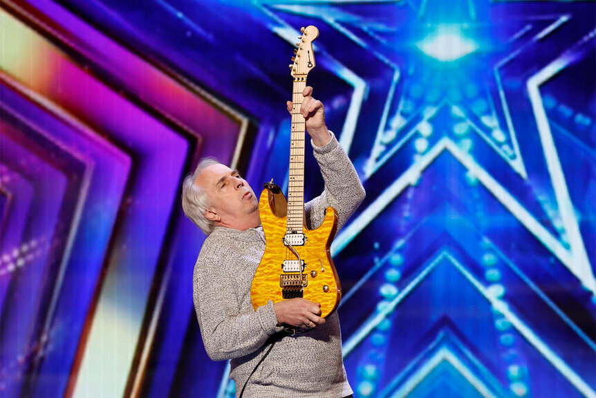 John Wines performs on the Americas Got Talent stage