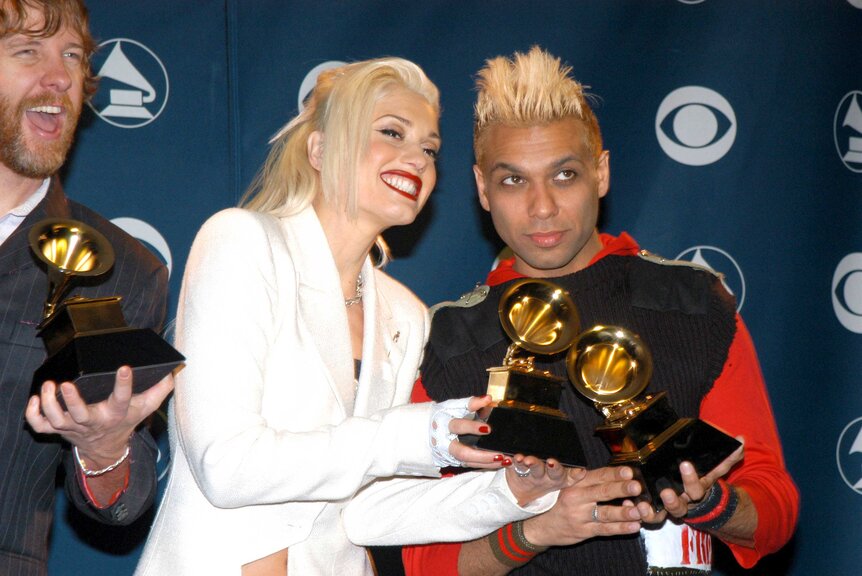 Gwen Stefani and Tony Kanal of No Doubt attending the 2003 Grammy Awards.