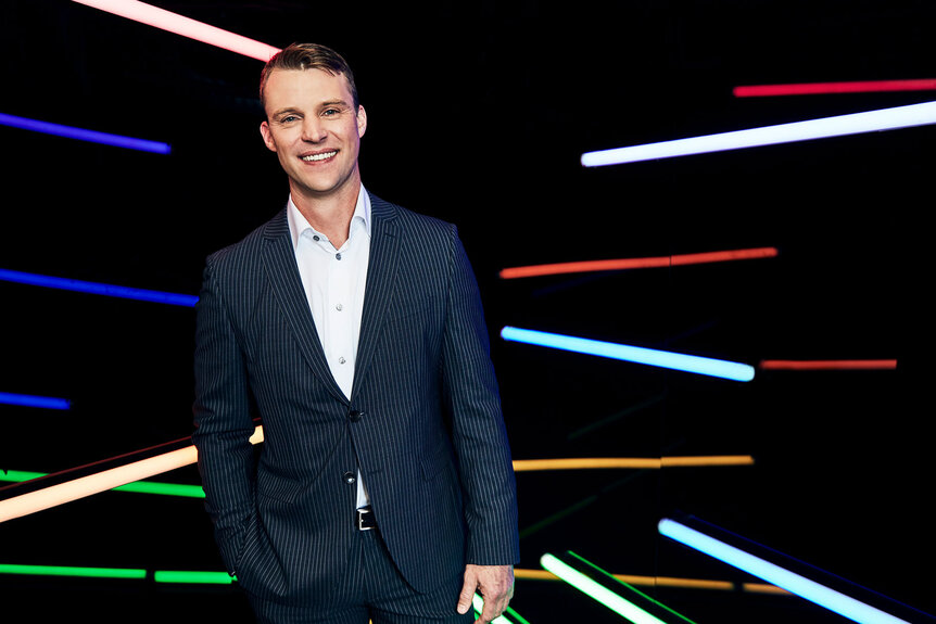 Jesse Spencer smiles at the camera while in the NBC Portrait Studio.