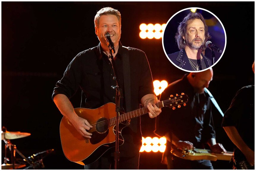Images of Blake Shelton and Chris Robinson from The Black Crowes.
