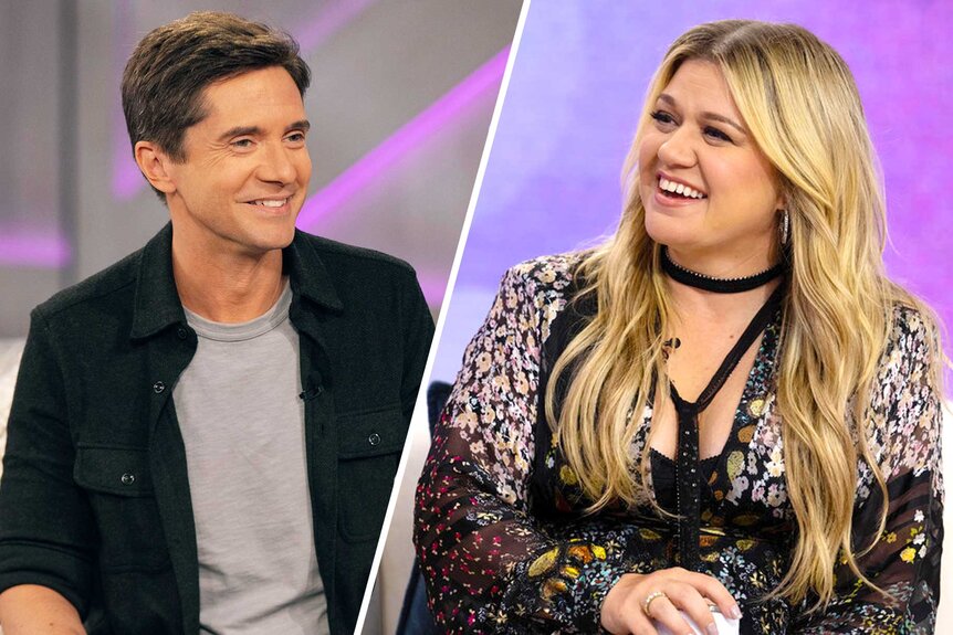 Split images of Topher Grace and Kelly Clarkson.