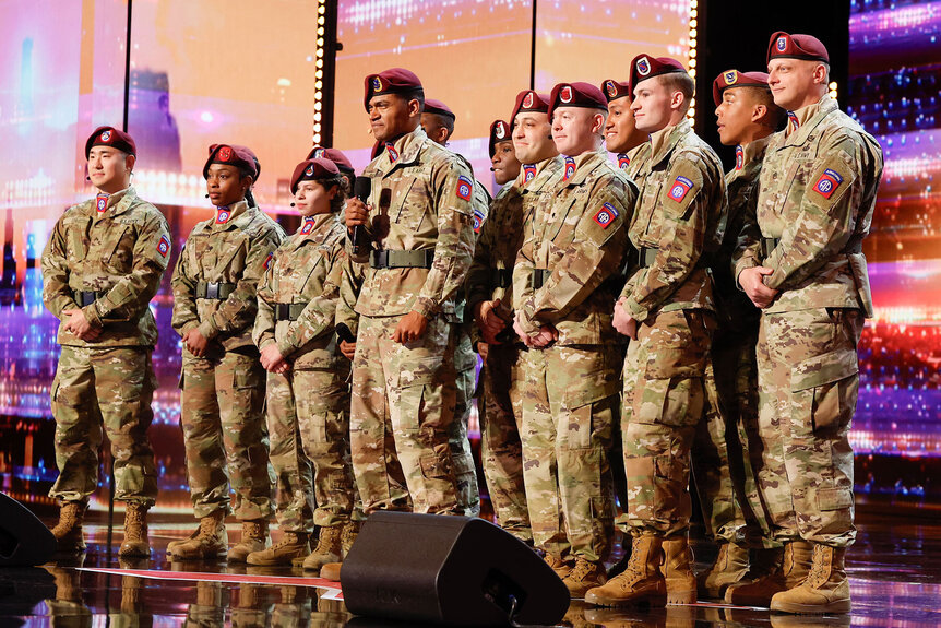 Airborne Chorus performs on the Americas Got Talent stage