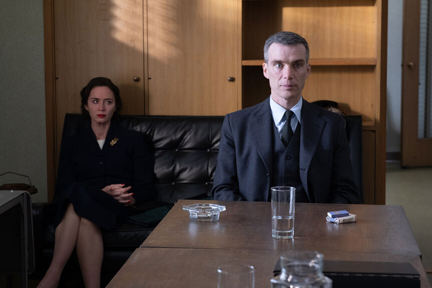 Emily Blunt and Cillian Murphy in a still from Christopher Nolan's "Oppenheimer"