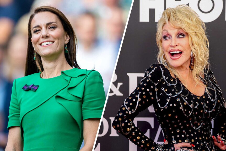 Split images of Kate Middleton and Dolly Parton.