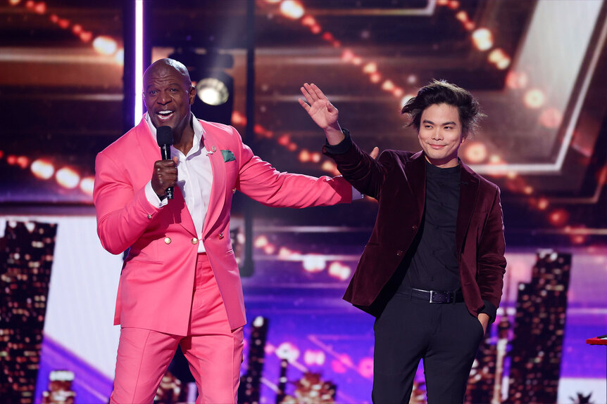 America's Got Talent Breakout Shin Lim onstage with Terry Crews