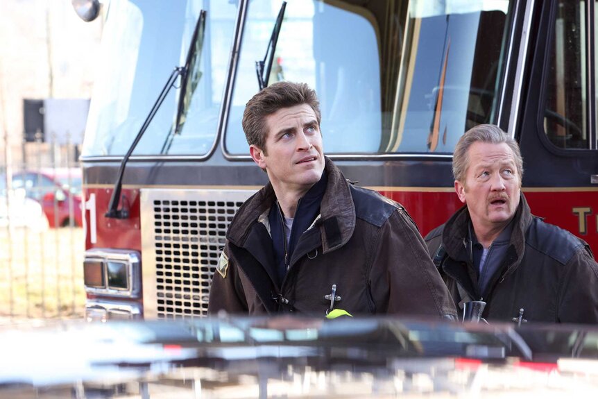 Carver and Randy Mouch McHolland appear in a scene from Chicago Fire.