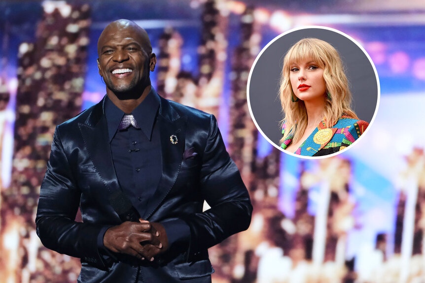Image of Terry Crews with a smaller image of Taylor Swift embedded
