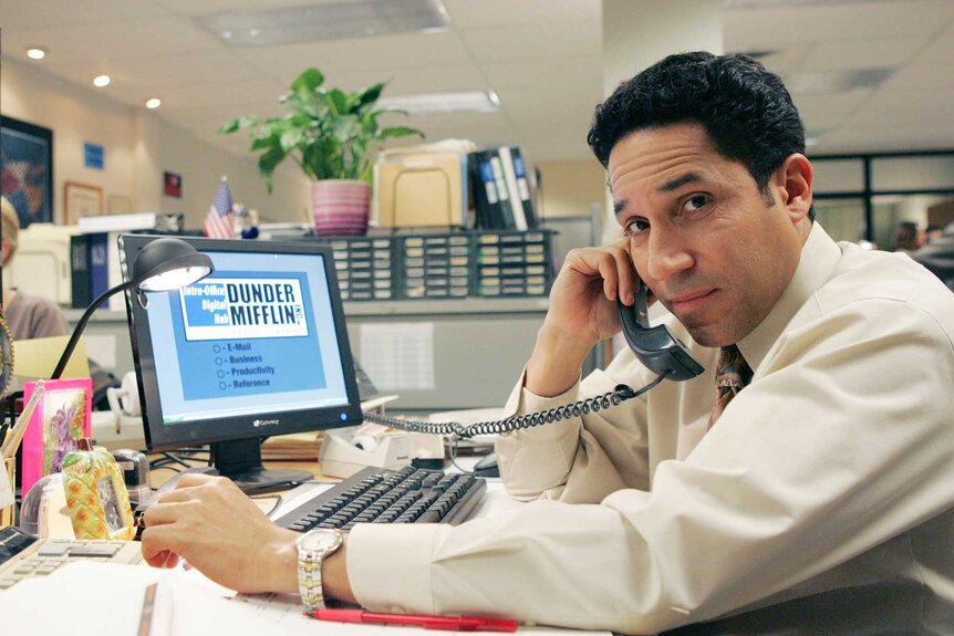 Oscar Martinez appears in a scene from The Office.