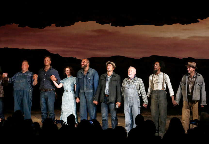 Of Mice and Men on Broadway cast taking a bow during curtain call.
