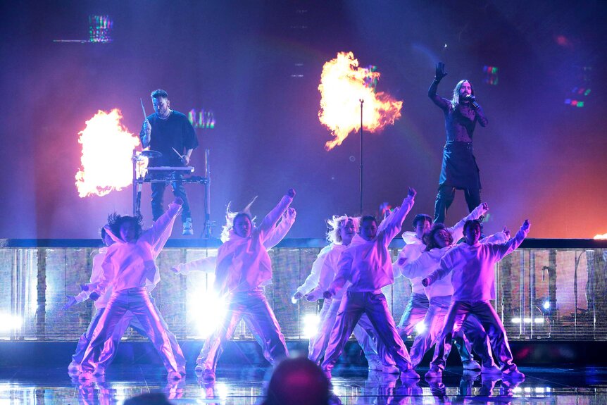 Chibi Unity and 30 Seconds To Mars performing on stage during America's Got Talent.
