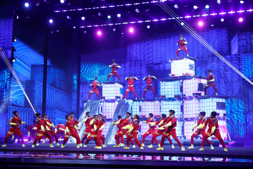 Dance group V Unbeatable dances on stage on Americas Got Talent Live finals episode
