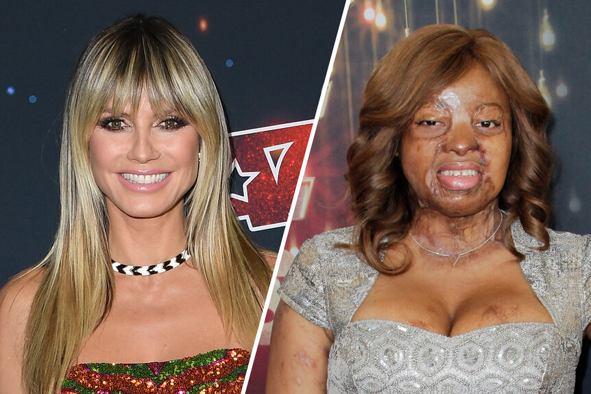 A side by side of Heidi Klum and Kechi Okwuchi from America's Got Talent