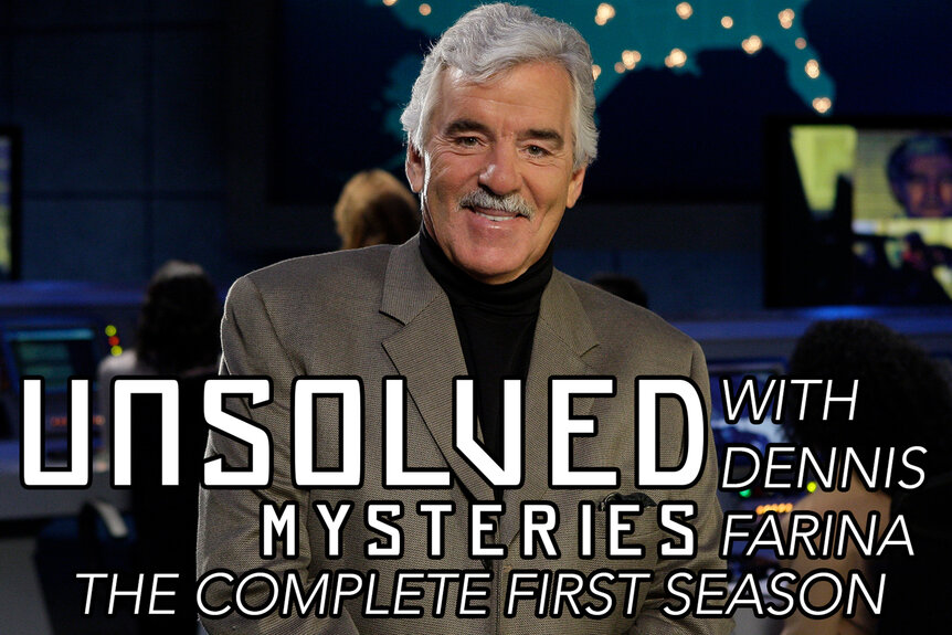 Dennis Farina poses for the show art for Unsolved Mysteries