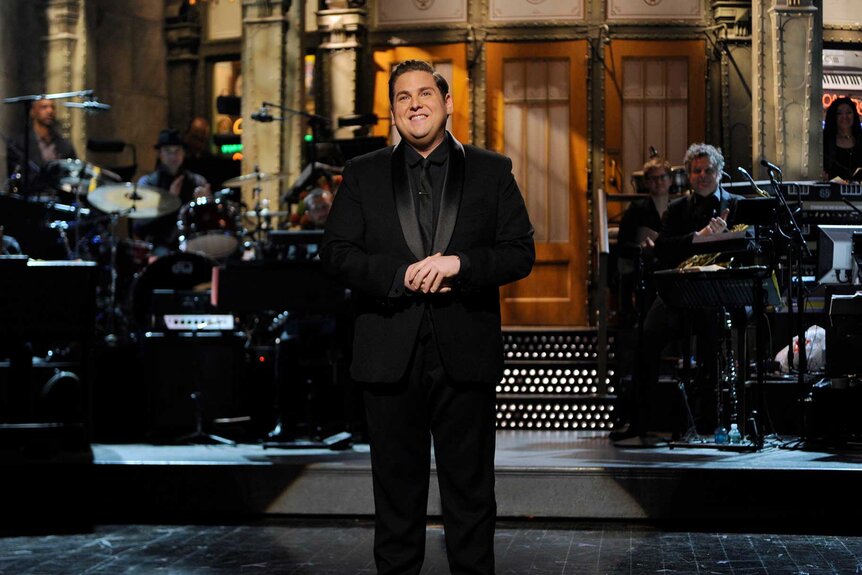 Jonah Hill during the monologue on Saturday Night Live.